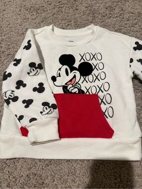 Disney White & Red Mickey Mouse Kids Sweatshirt